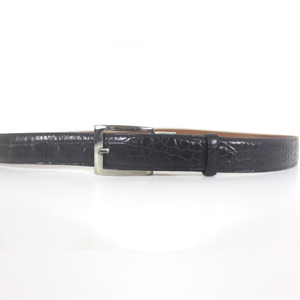 Croc Embossed Texture Print Dark Brown Black American Leather Belt Alligator